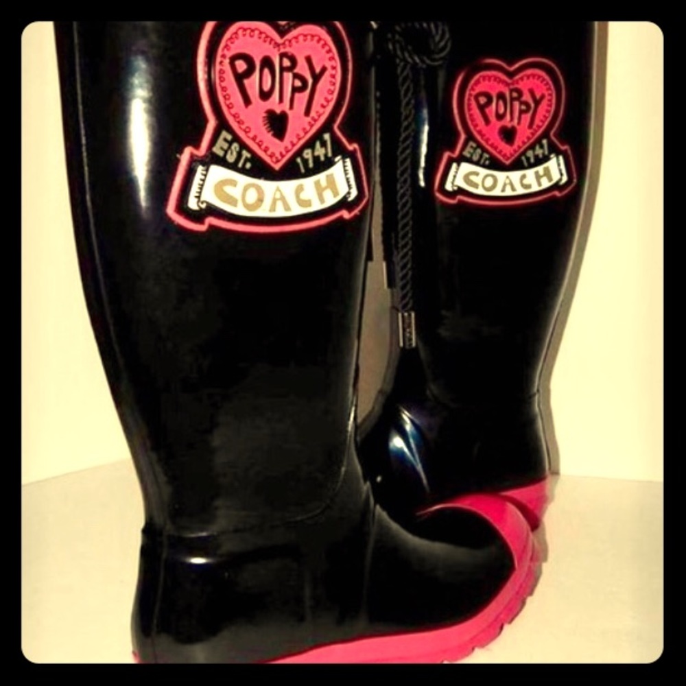 Coach Roxane poppy rain boots